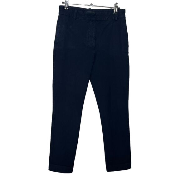 JOSEPH Cropped Trousers Women’s XS FR 34 Navy Gabardine Mid Rise Straight Leg - Picture 2 of 13